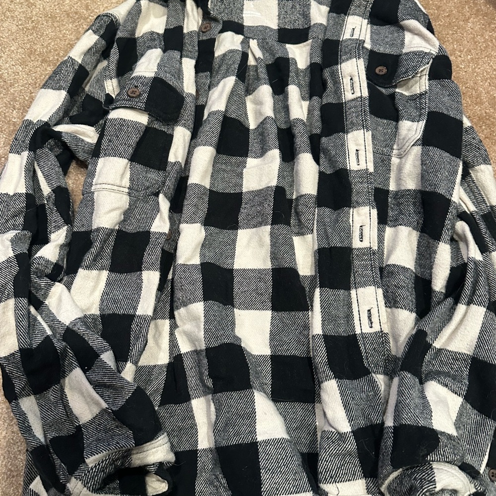 Mossimo Supply Co. Black and White Plaid Button Down Shirt